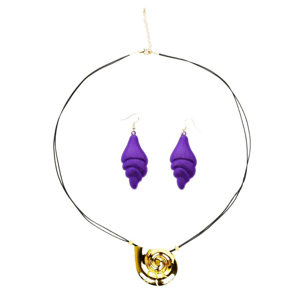 5451 Sea Witch Necklace And Earrings Shell Necklace Purple